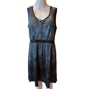 Kensie Women Patterned Mini Dress Scoop Neck Sleeveless Back Zip Blue Green SZ L